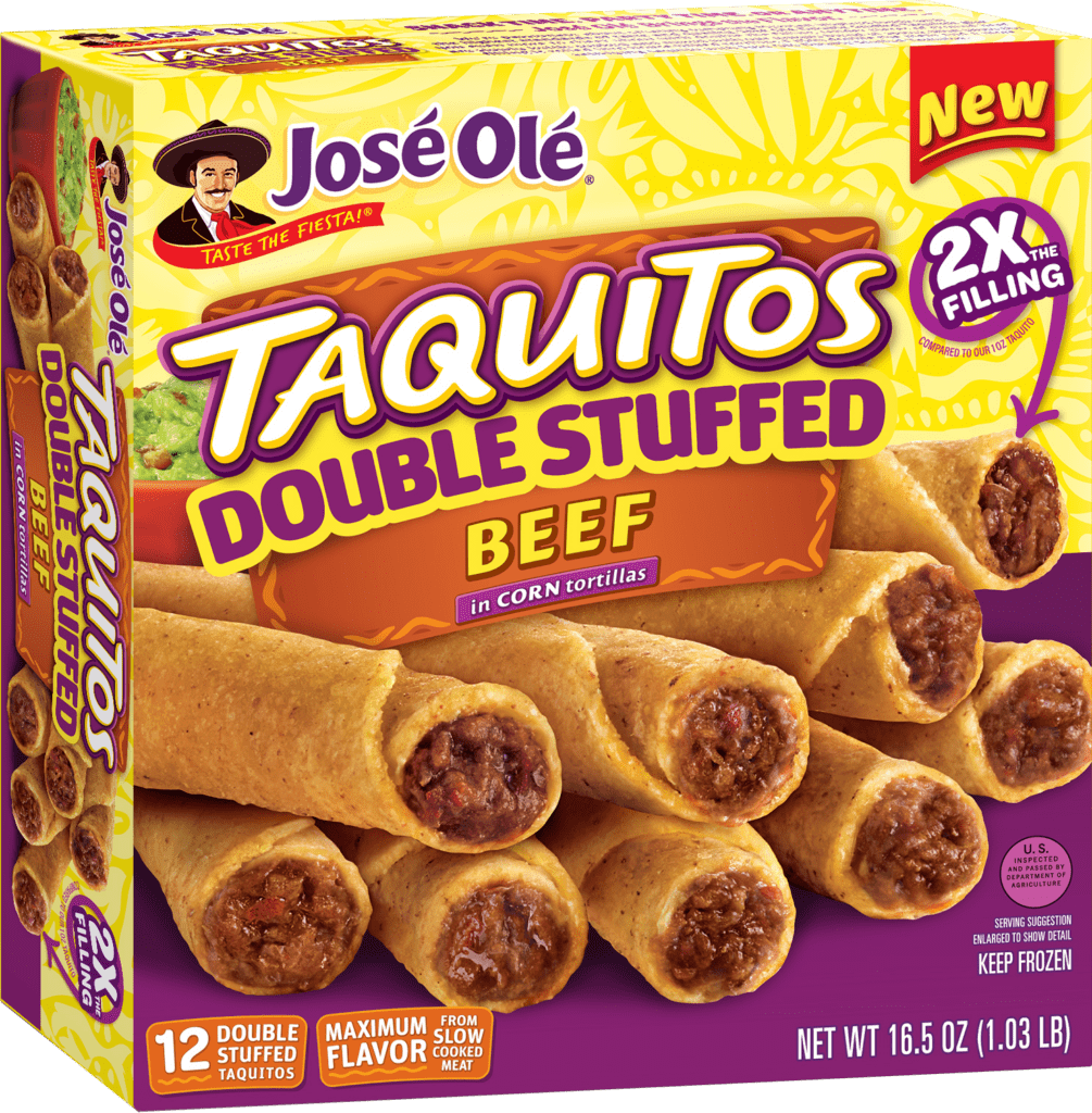 Double Stuffed Beef Taquitos in Corn Tortillas, 16.5oz - Jose Ole